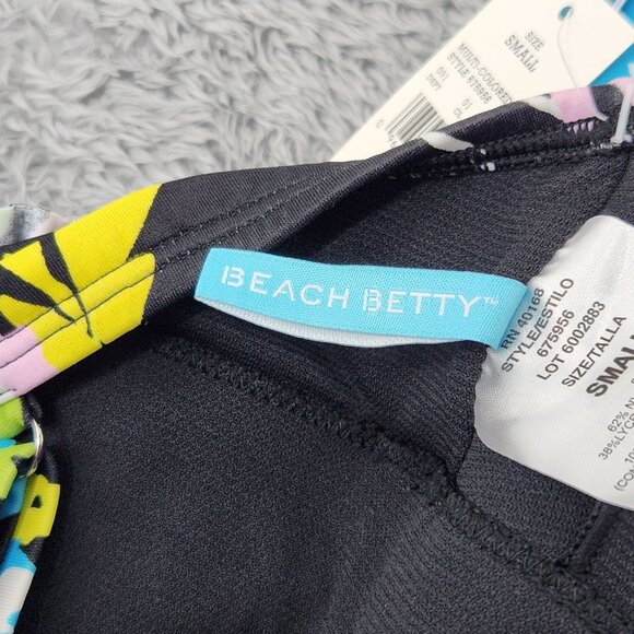 Beach Betty Bikini Top Womens Small Multicolored Floral Smocked Padded Cups - Picture 3 of 12